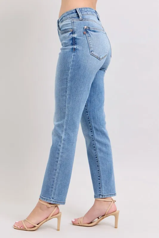 Judy Blue Full Size Mid Rise Vintage Wash Slim Jeans with Cell Phone Pocket Plus Size - Image 8