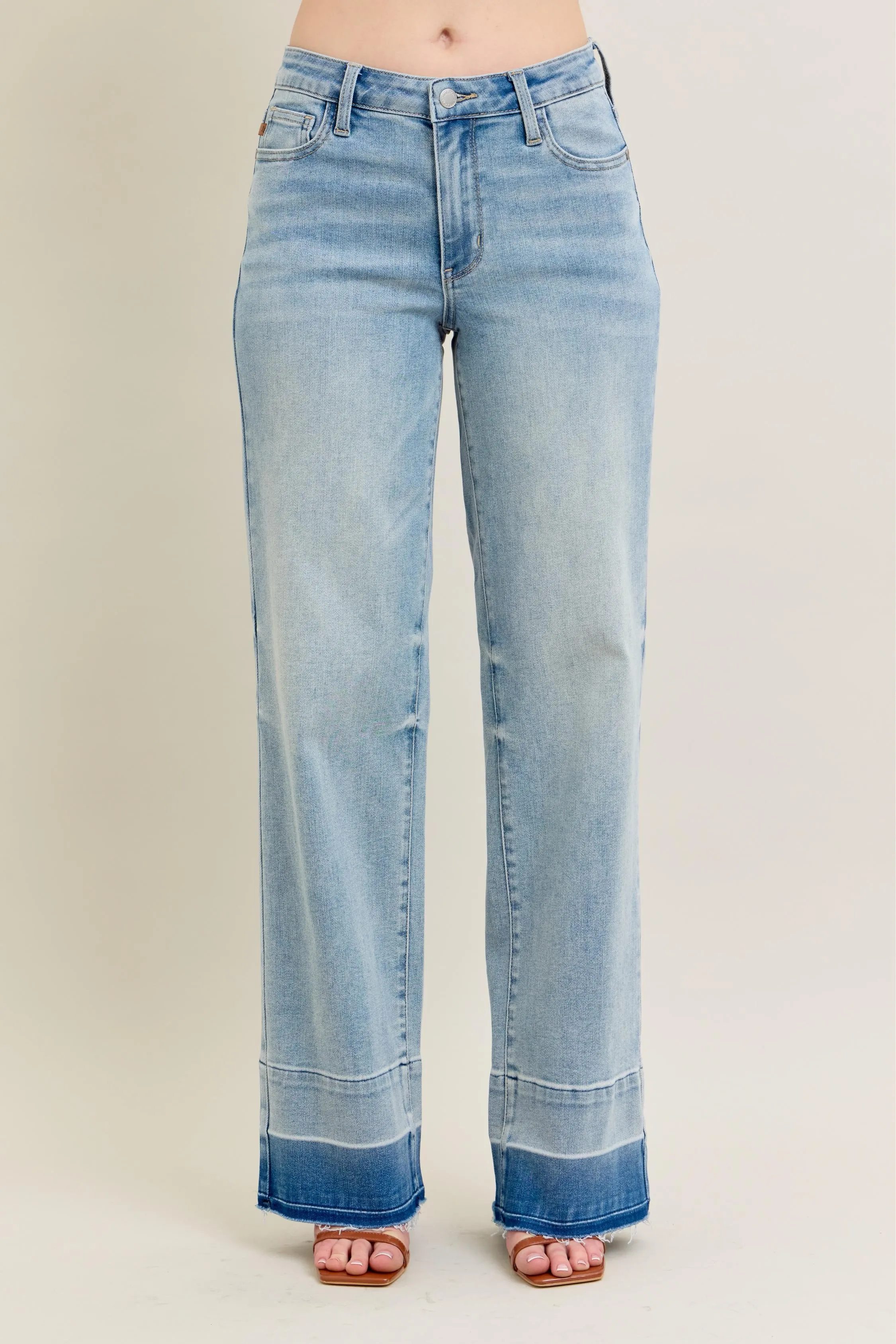 Judy Blue Full Size Mr Release Hem Wide Leg Jeans Plus Size