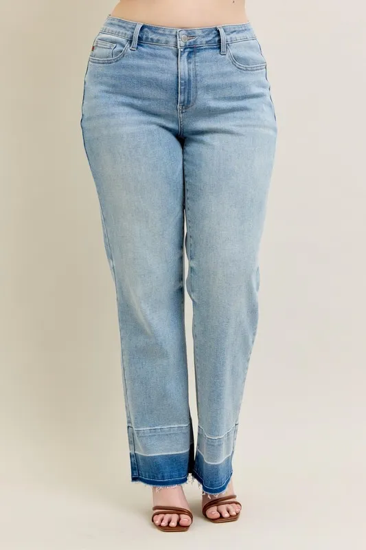Judy Blue Full Size Mr Release Hem Wide Leg Jeans Plus Size - Image 11