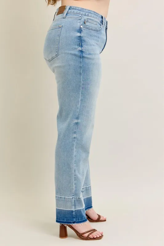 Judy Blue Full Size Mr Release Hem Wide Leg Jeans Plus Size - Image 12