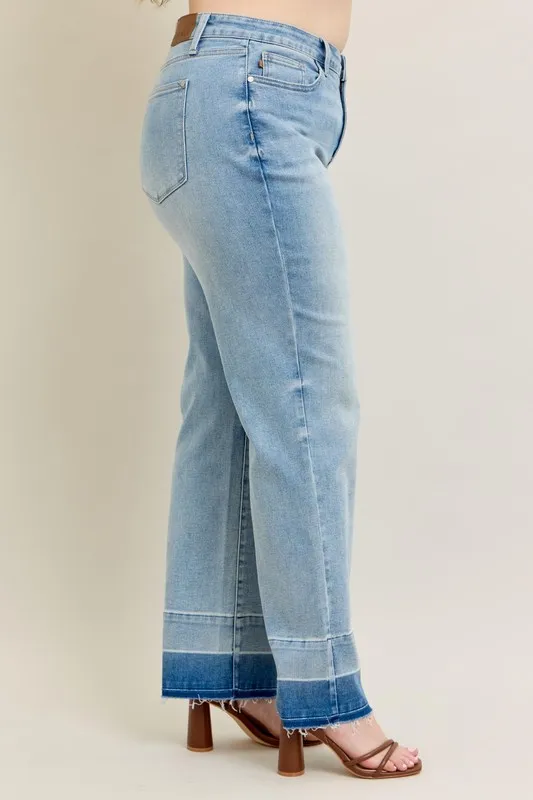 Judy Blue Full Size Mr Release Hem Wide Leg Jeans Plus Size - Image 13