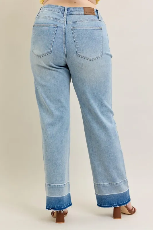 Judy Blue Full Size Mr Release Hem Wide Leg Jeans Plus Size - Image 14