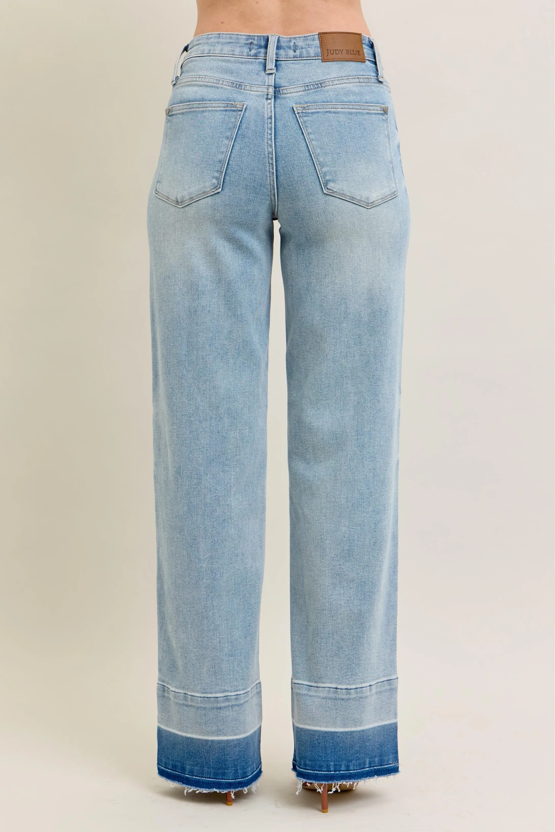 Judy Blue Full Size Mr Release Hem Wide Leg Jeans Plus Size - Image 5