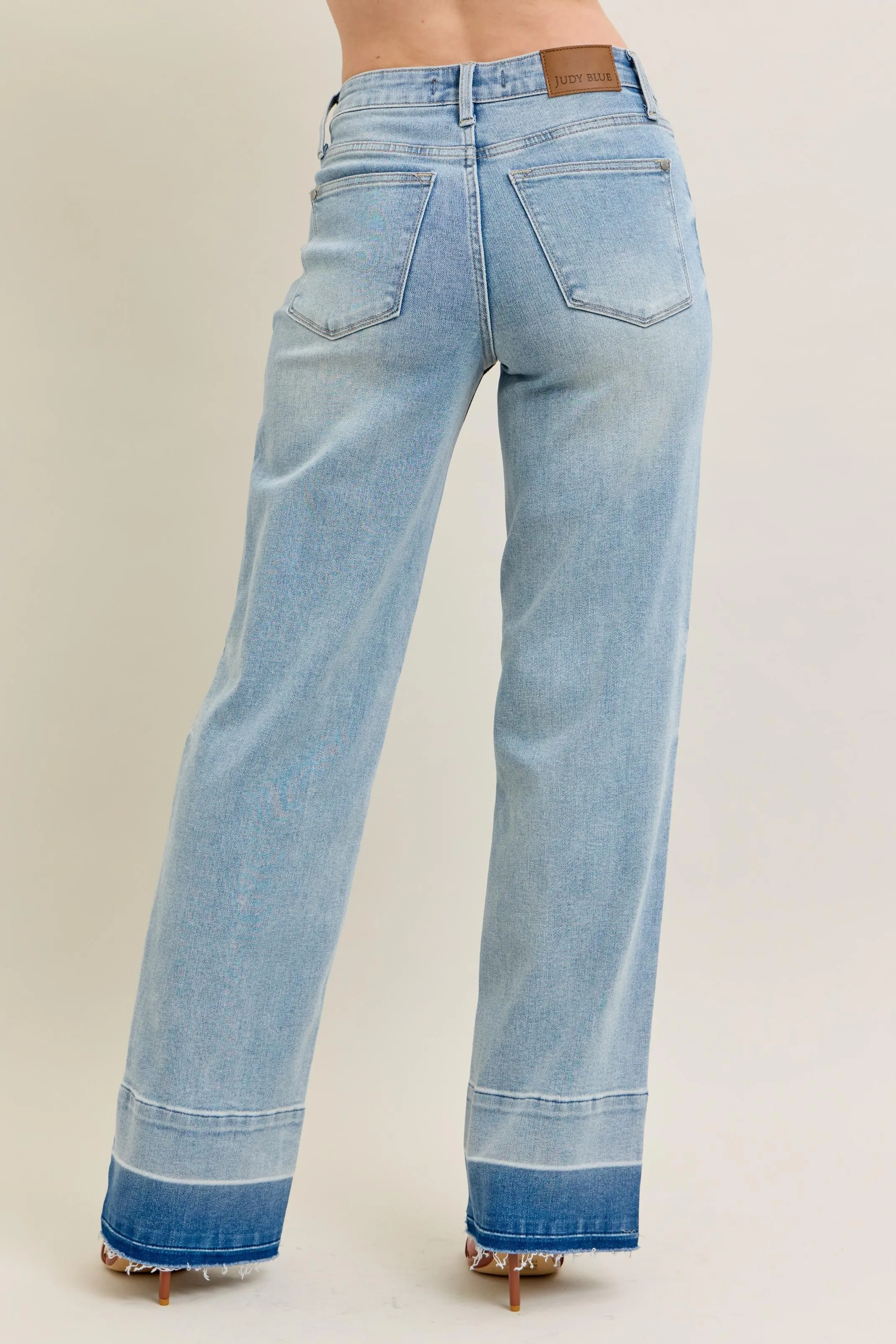 Judy Blue Full Size Mr Release Hem Wide Leg Jeans Plus Size - Image 6