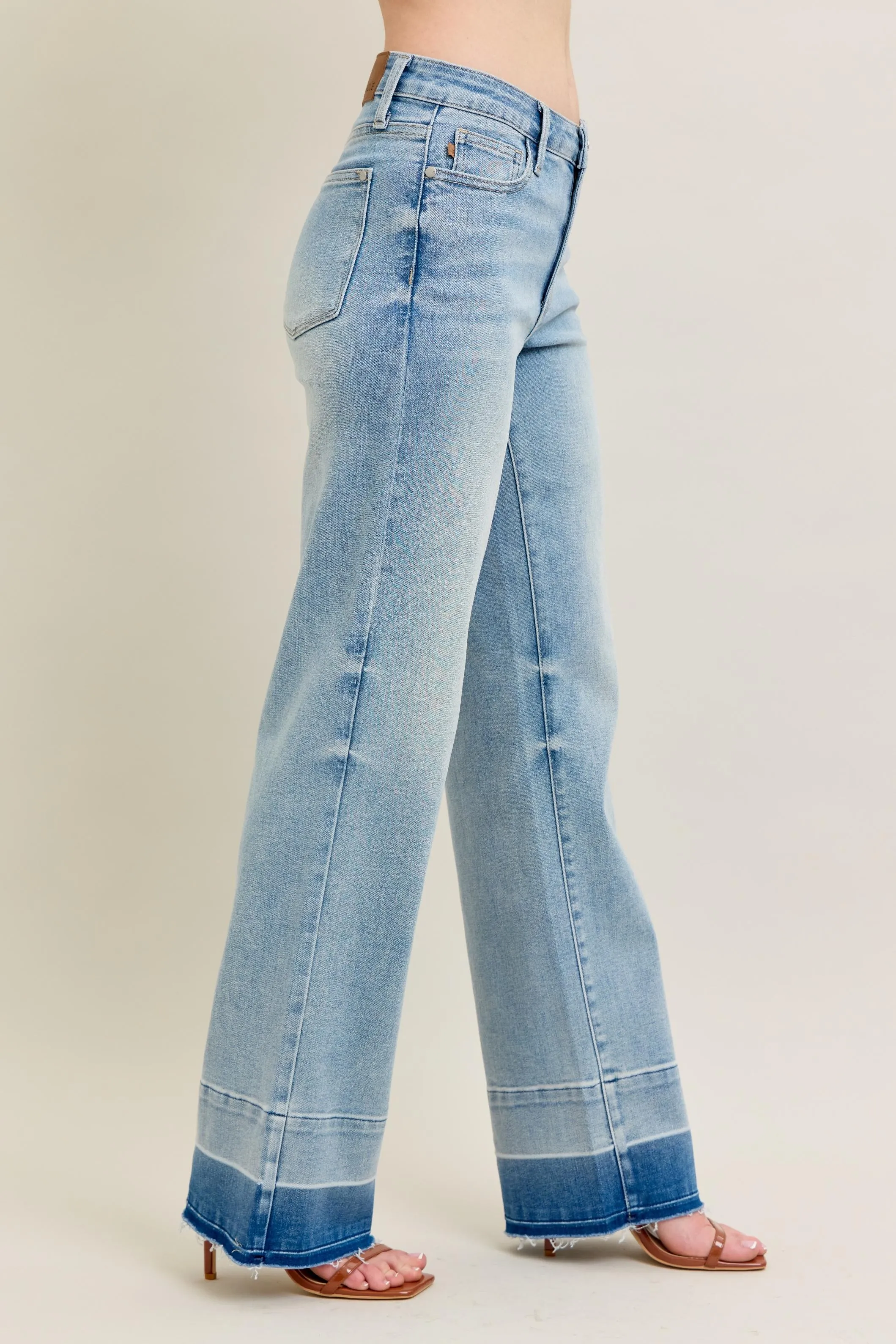 Judy Blue Full Size Mr Release Hem Wide Leg Jeans Plus Size - Image 7