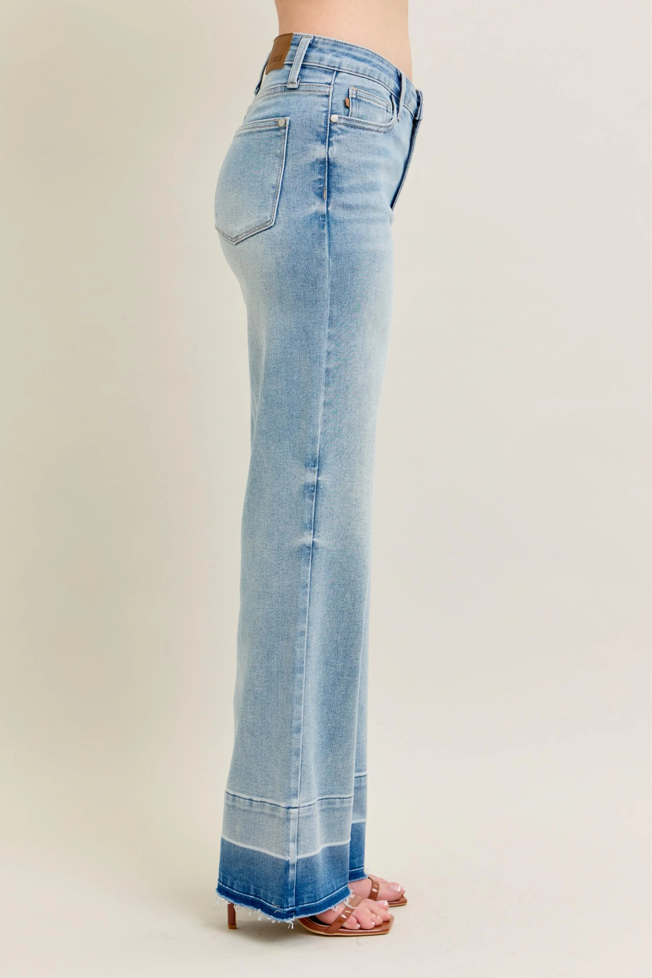 Judy Blue Full Size Mr Release Hem Wide Leg Jeans Plus Size - Image 8