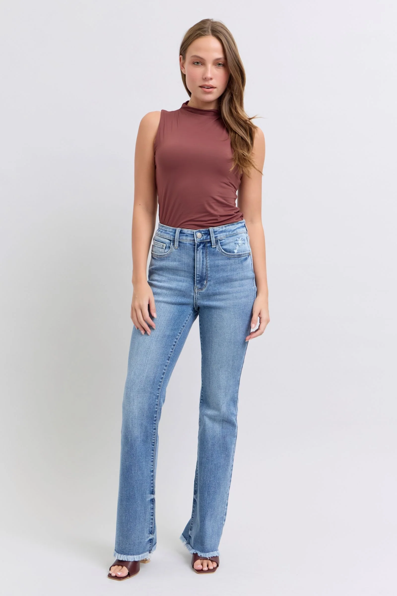 Judy Blue Full Size Raw Hem High Rise Bootcut Jeans - Image 6
