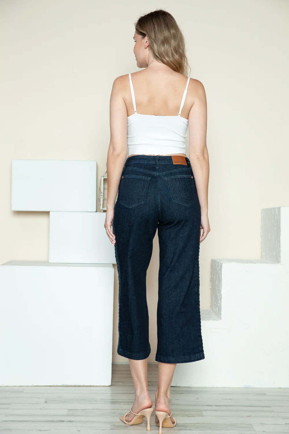 Judy Blue Full Size Side Seam Braid Detail Crop Wide Leg Jeans - Image 17