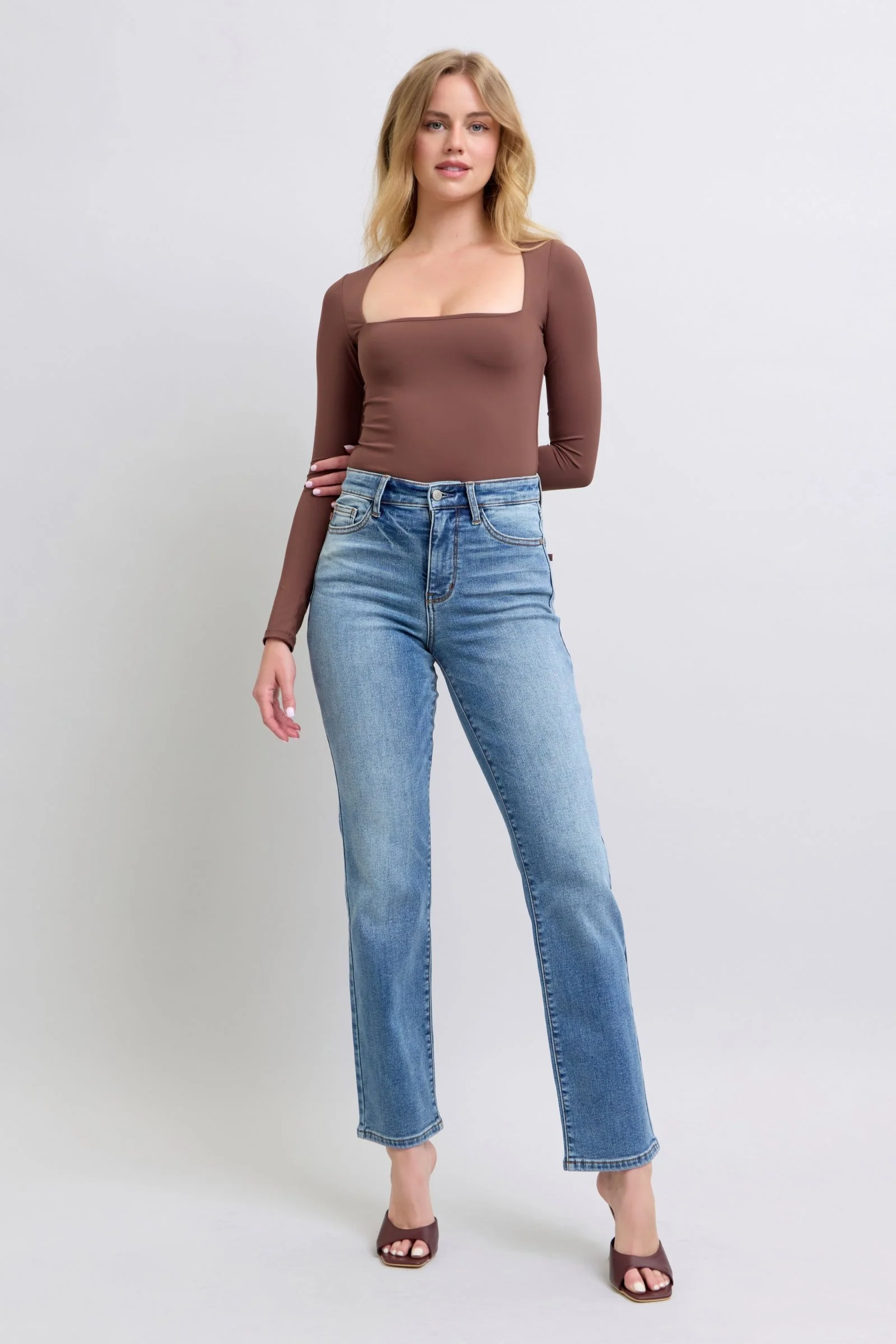 Judy Blue Full Size Wash Thermal Straight Jeans with Pockets - Image 5