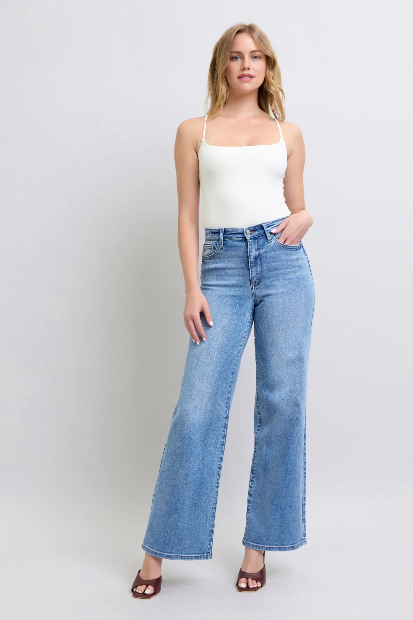 Judy Blue Full Size Wide Leg Jeans with Pockets - Image 2