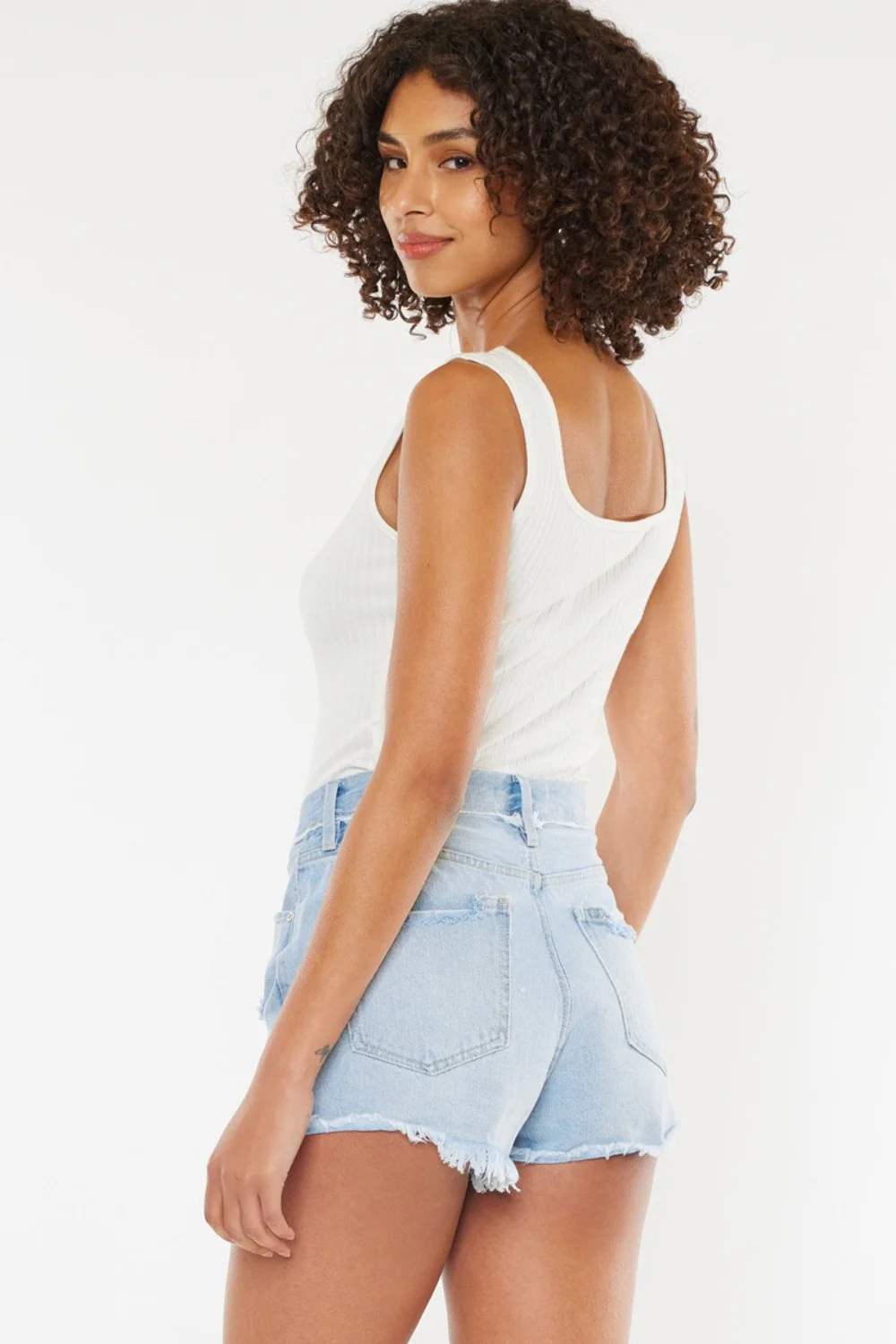 Kancan Distressed Button Fly Denim Shorts - Image 2
