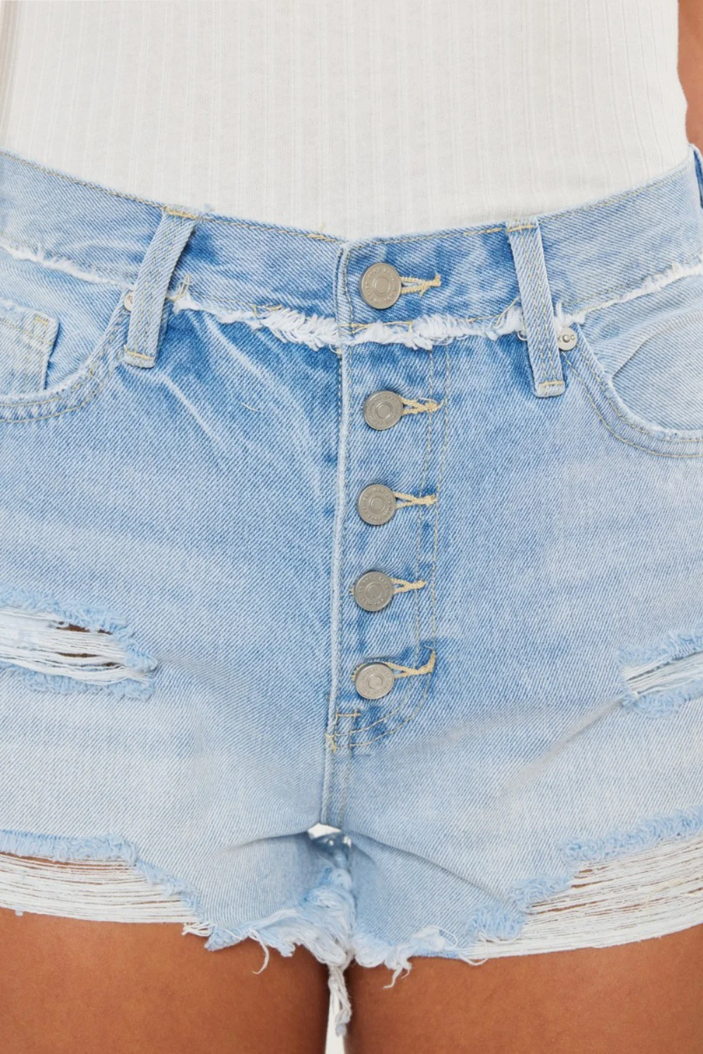 Kancan Distressed Button Fly Denim Shorts - Image 9