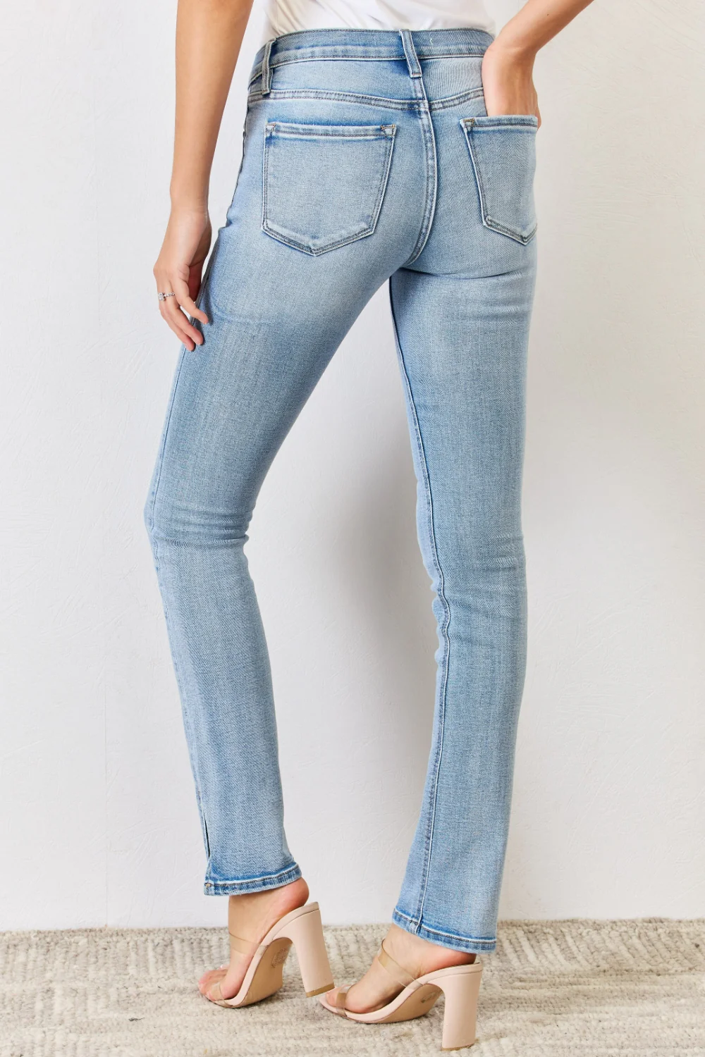 Kancan Full Size Mid Rise Y2K Slit Bootcut Jeans - Image 3