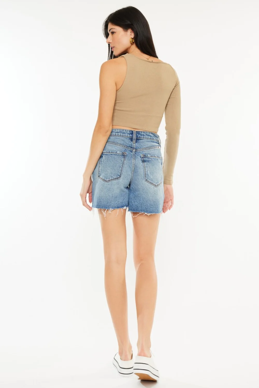 Kancan Full Size Raw Hem High Waist Denim Shorts - Image 2