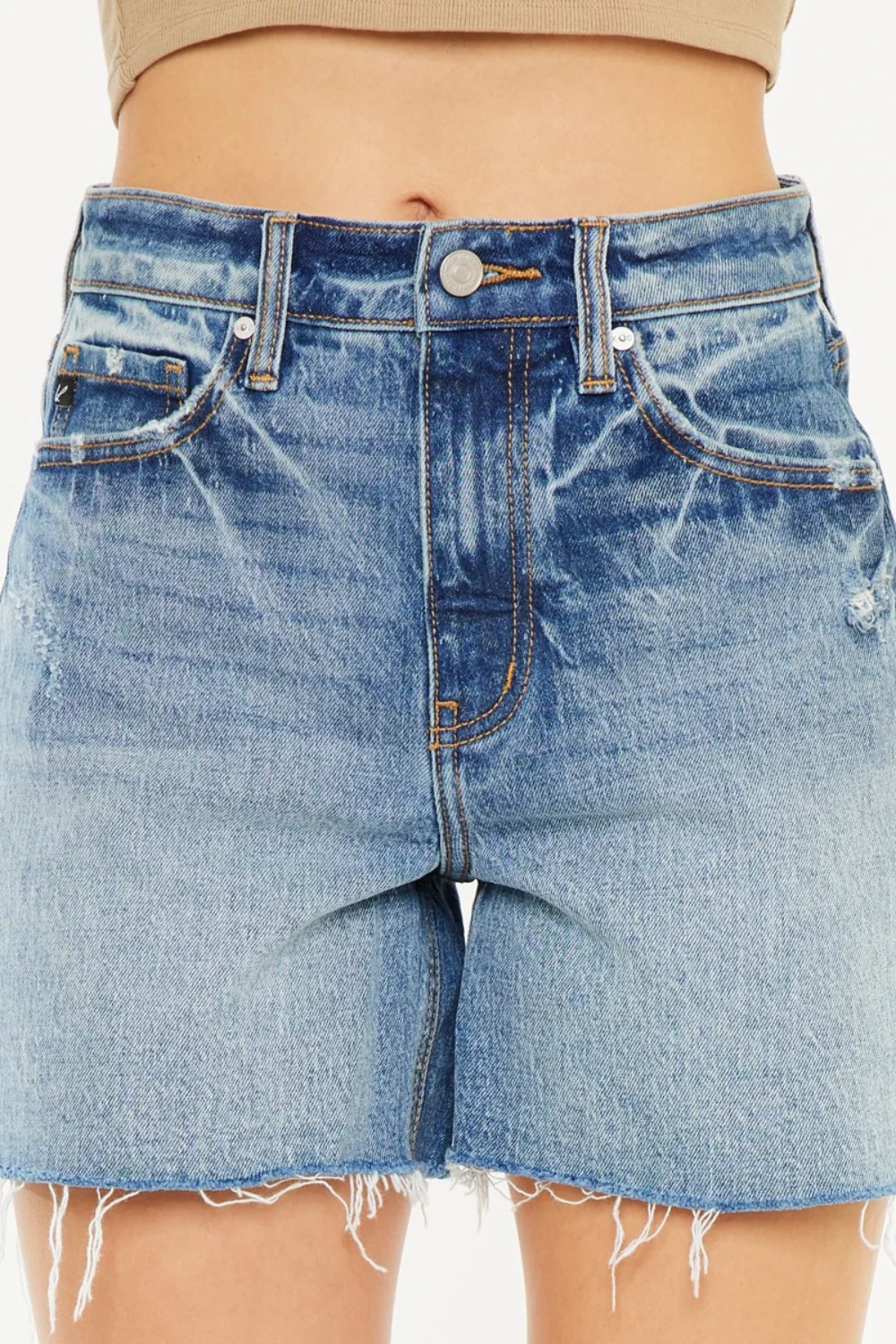 Kancan Full Size Raw Hem High Waist Denim Shorts - Image 6