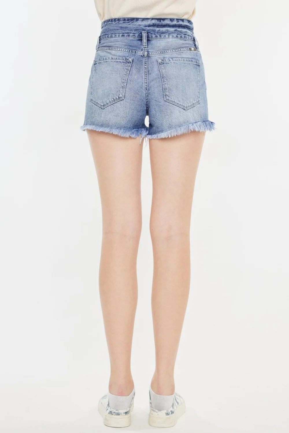 Kancan High Rise Frayed Hem Denim Shorts - Image 2