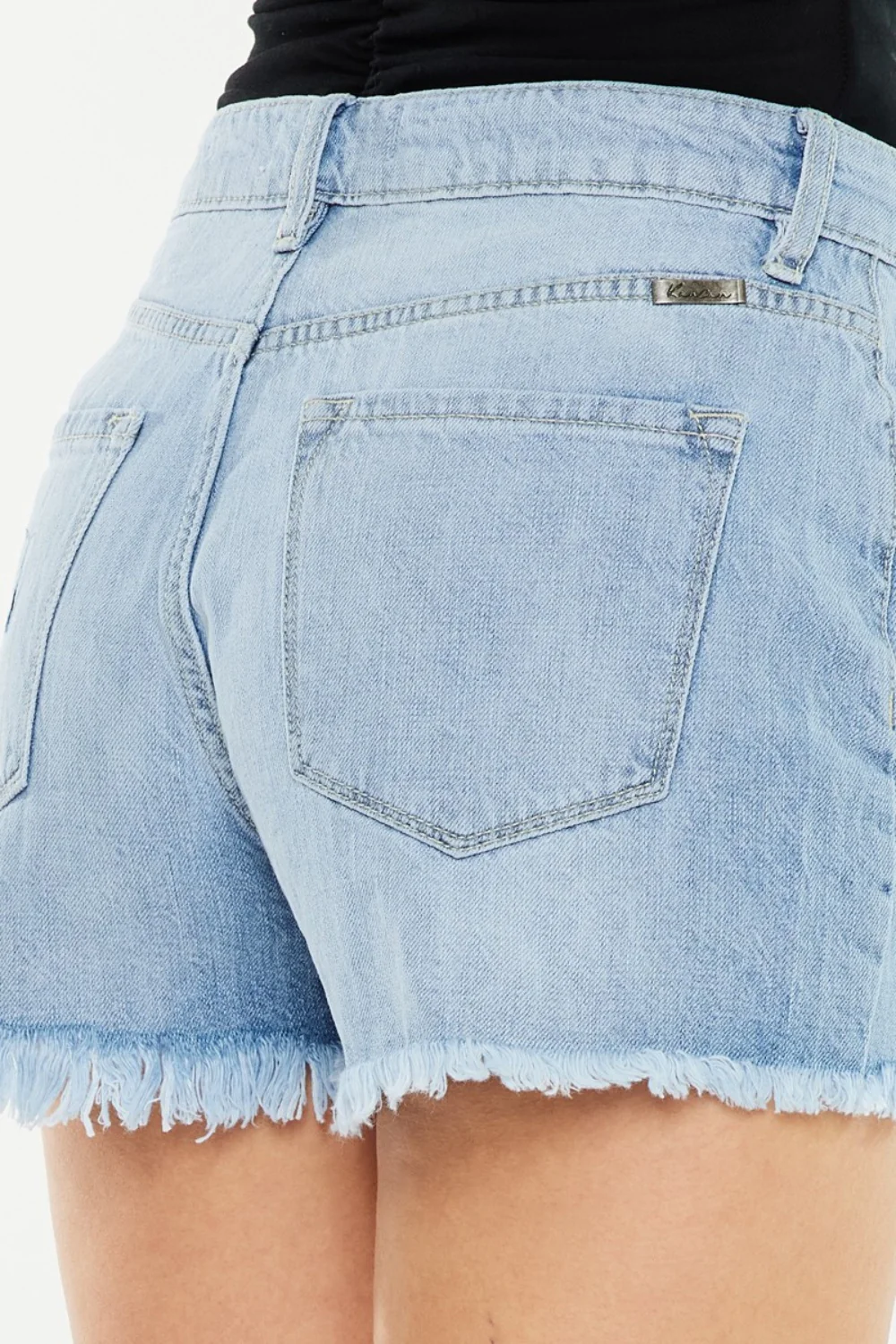 Kancan Raw Hem Distressed High Waist Denim Shorts - Image 7