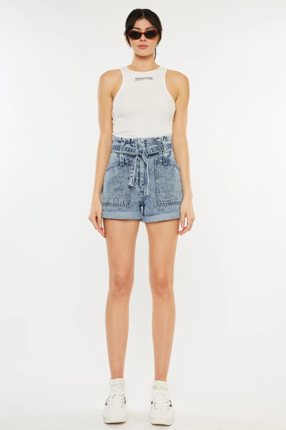 Kancan Ultra High Rise Paperbag Denim Shorts - Image 4