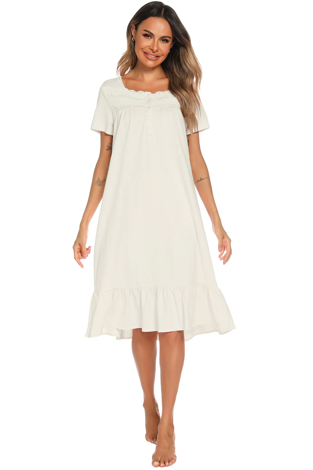 Lace Detail Square Neck Lounge Dress - Image 11