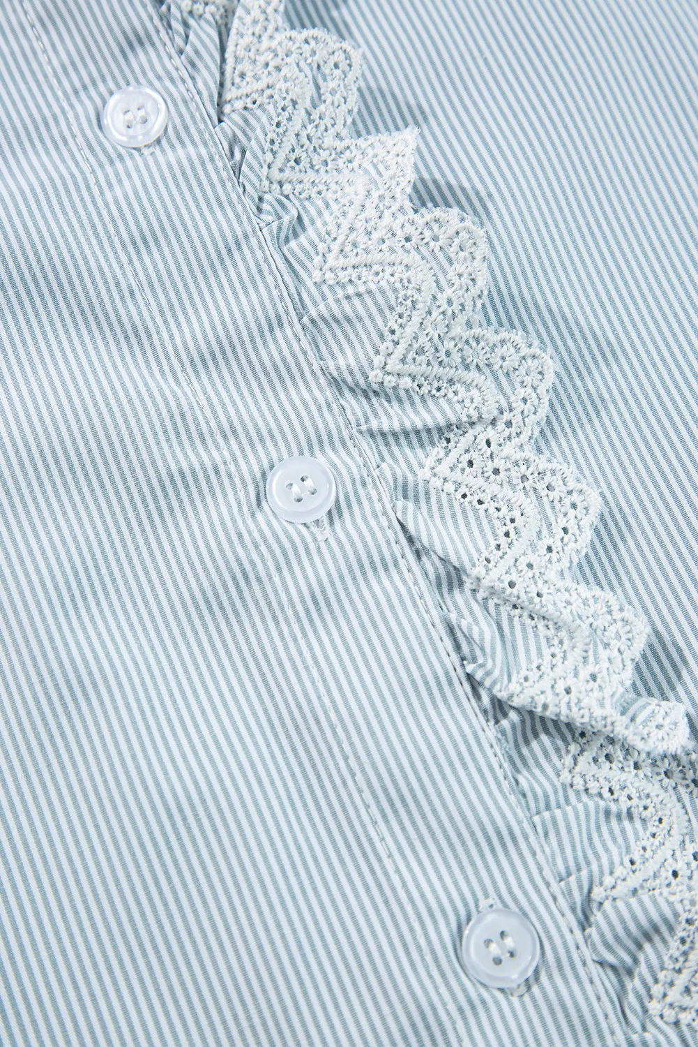Lace Detail Striped Mock Neck Long Sleeve Shirt - Image 5