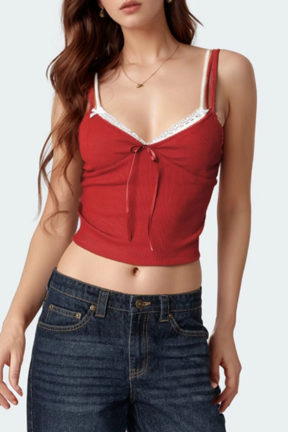 Lace Detail V-Neck Cami - Image 2