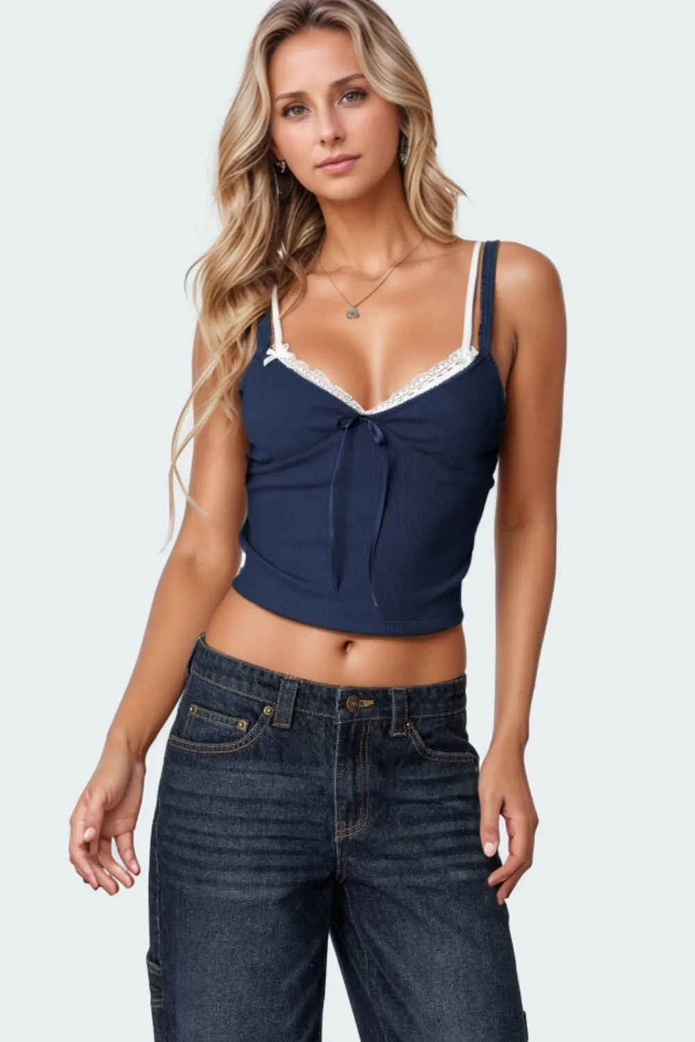 Lace Detail V-Neck Cami - Image 8