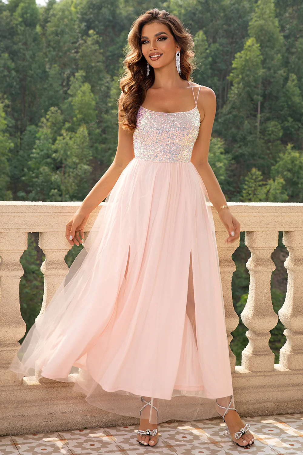 Lace-Up Backless Mesh Dress - Image 9