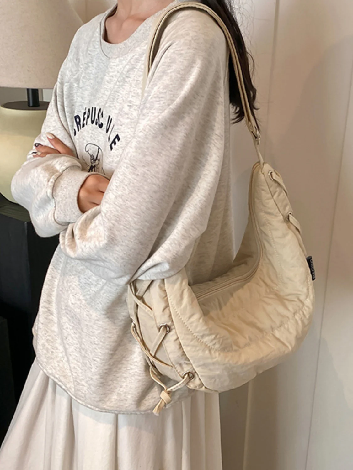 Lace-Up Polyester Crossbody Bag - Image 6