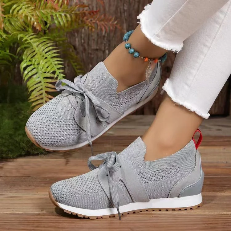 Lace Up Round Toe Woven Athletic Sneakers - Image 11