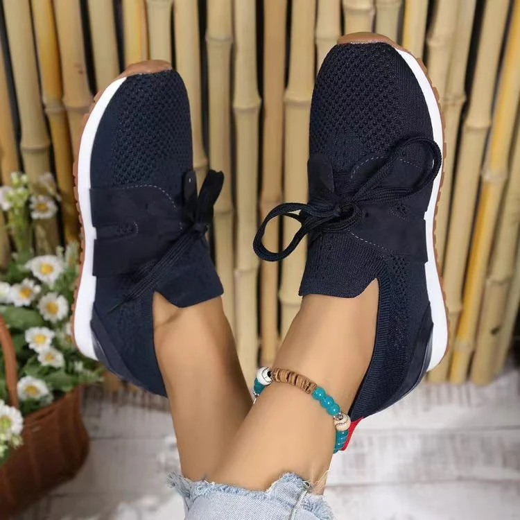 Lace Up Round Toe Woven Athletic Sneakers - Image 25