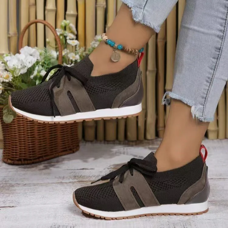 Lace Up Round Toe Woven Athletic Sneakers - Image 30