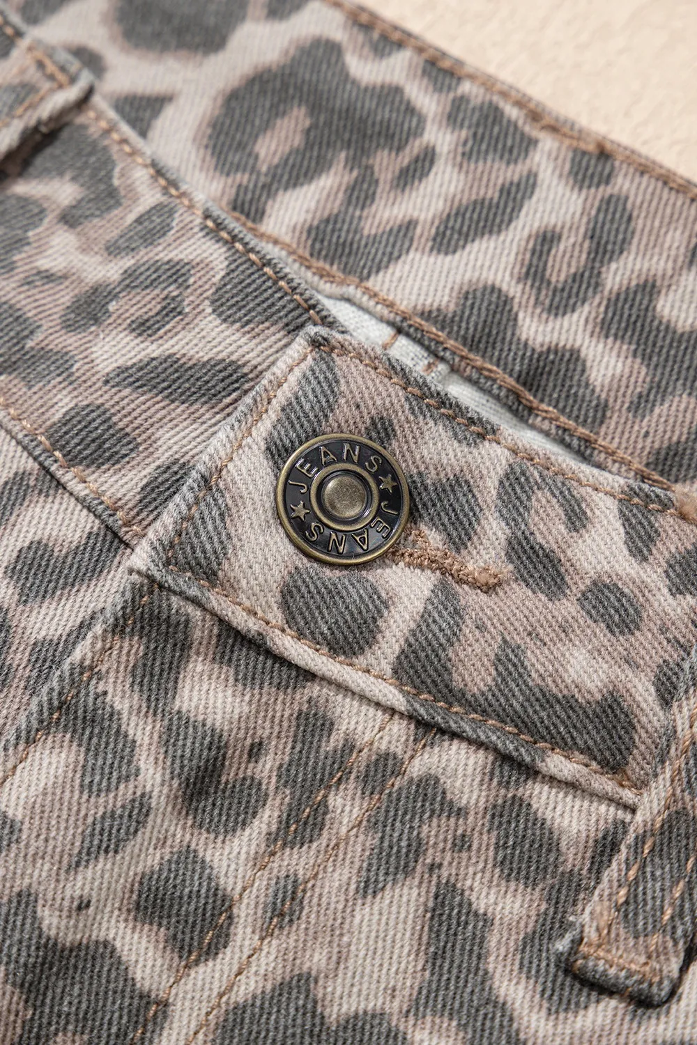 Leopard Frayed Edge Wide Leg High Waist Jeans - Image 8