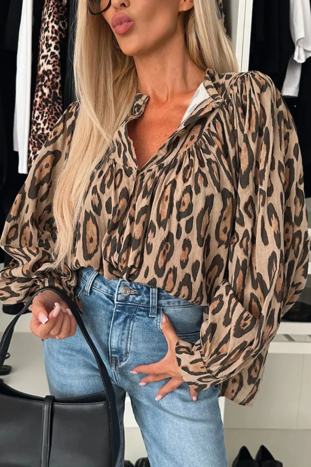 Leopard Print Button Down Long Sleeve Shirt - Image 11