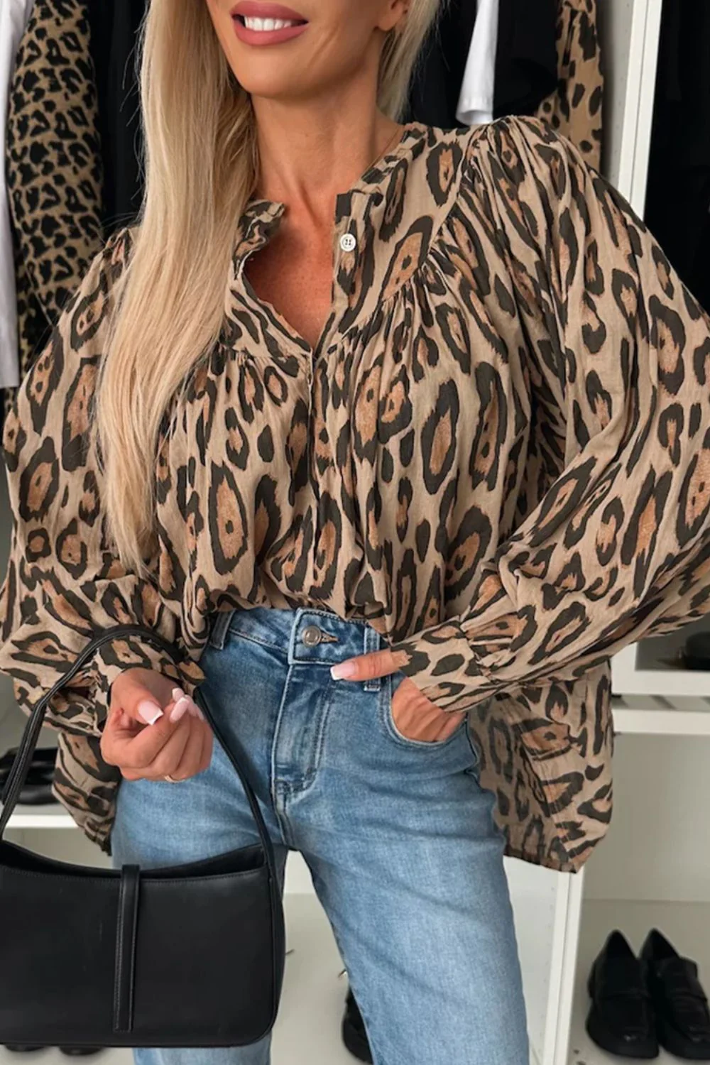 Leopard Print Button Down Long Sleeve Shirt - Image 14