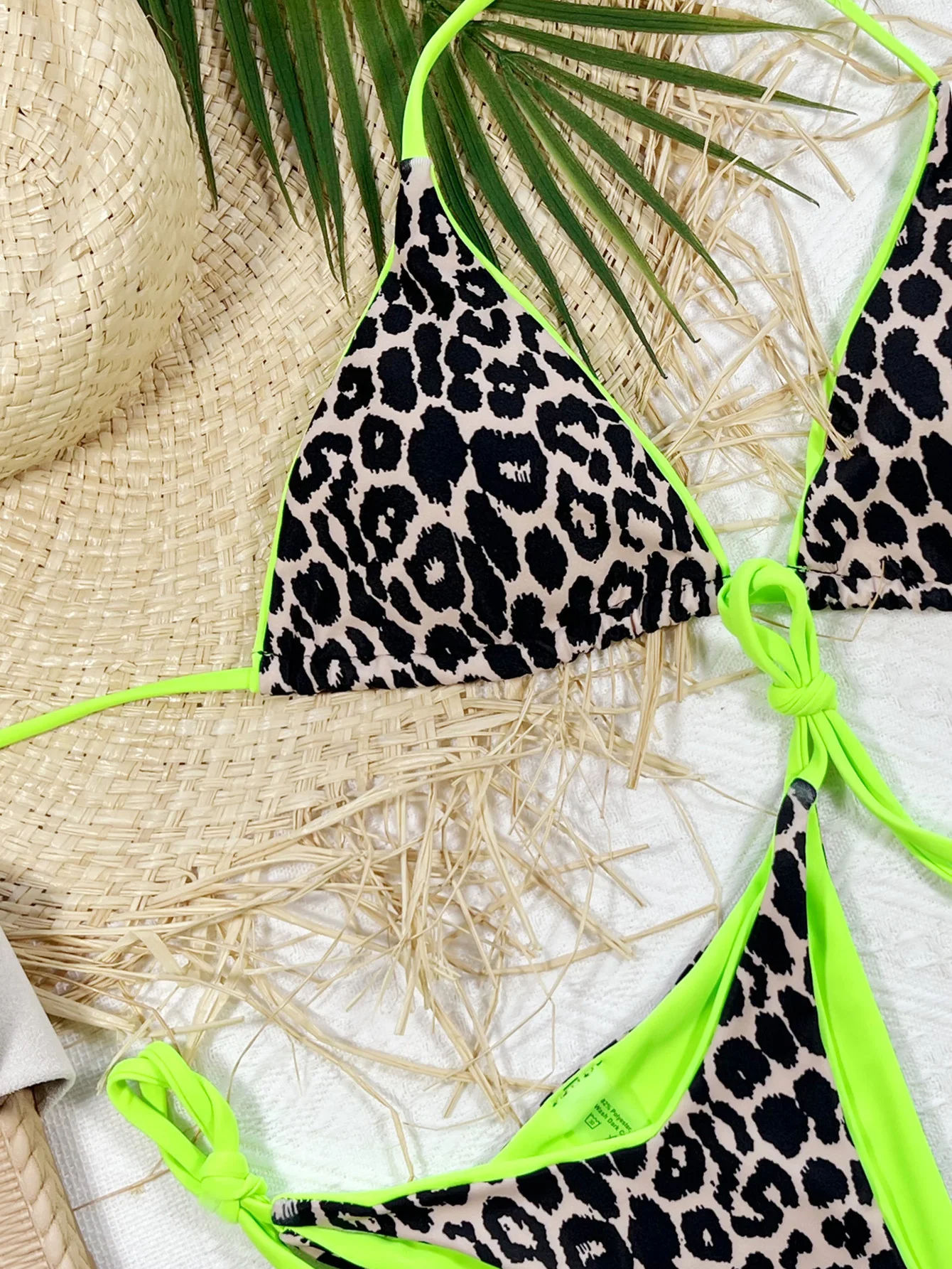 Leopard Print Halter Neck Tie Side Bikini Set - Image 9