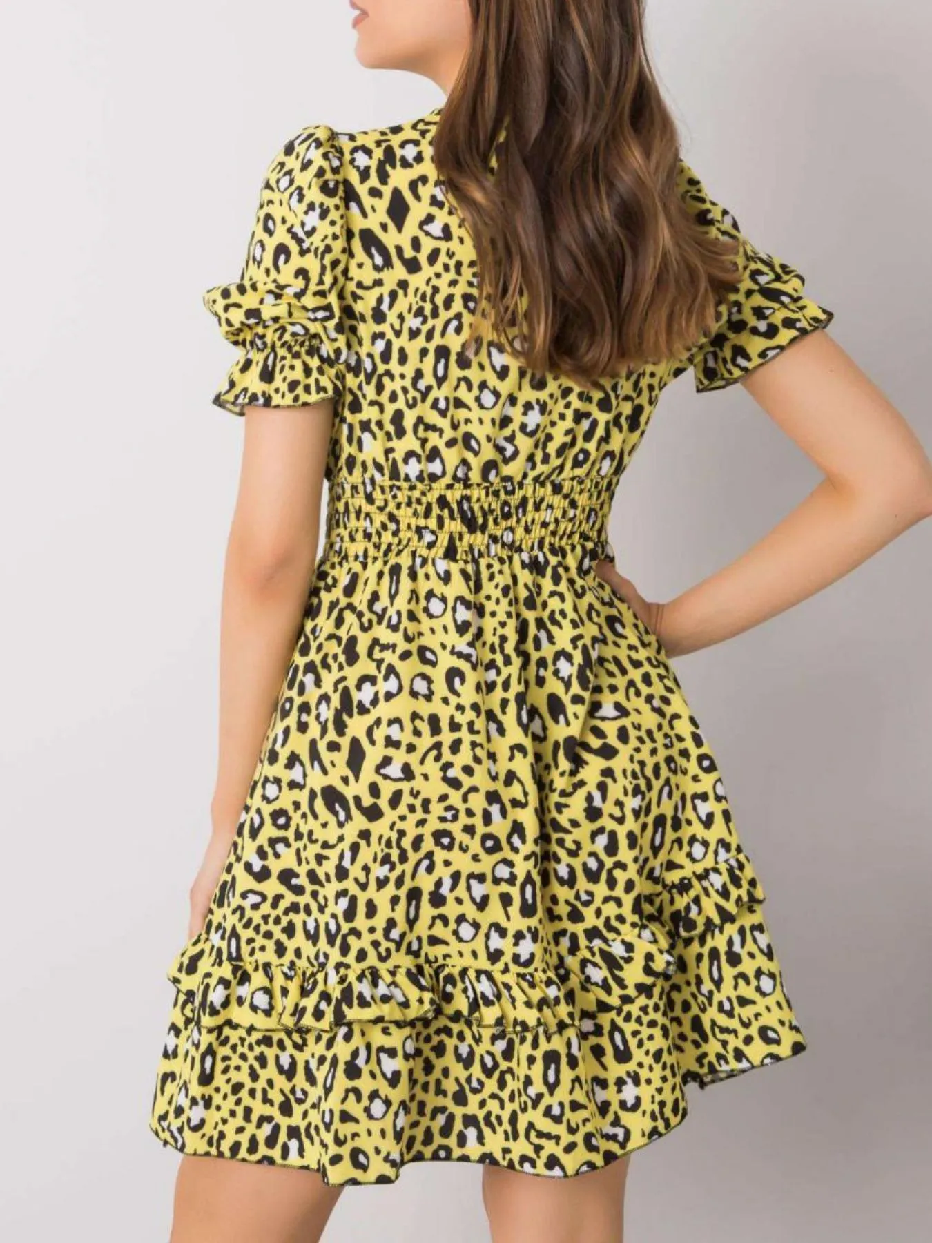 Leopard Print Tie Front Short Sleeve Mini Dress - Image 8