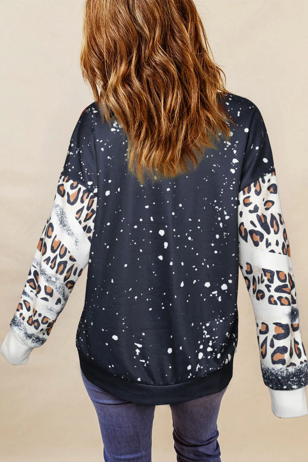 Leopard Round Neck Long Sleeve Sweatshirt - Image 2
