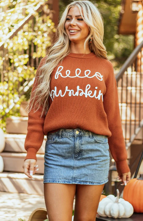 Letter Graphic Round Neck Long Sleeve Sweater - Image 4