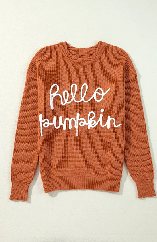 Letter Graphic Round Neck Long Sleeve Sweater - Image 7