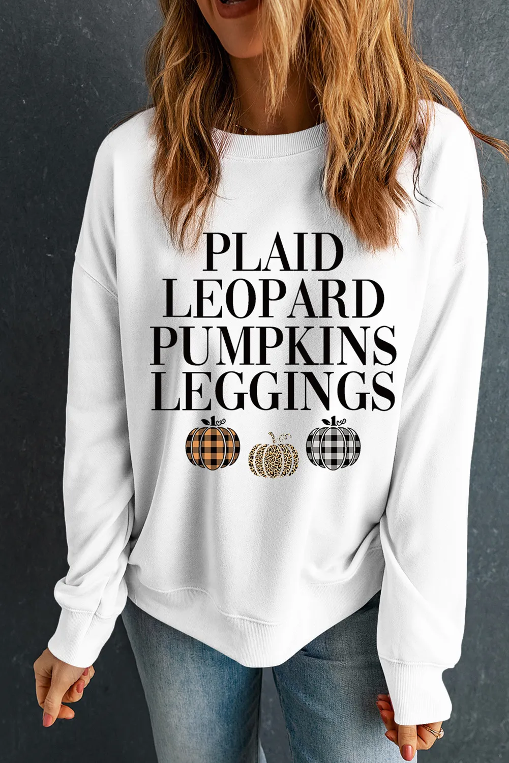 Letter Graphic Round Neck Long Sleeve Sweatshirt - Image 2