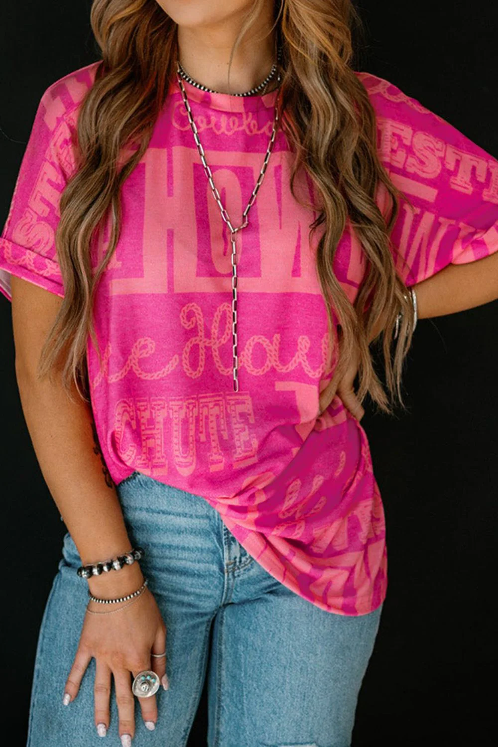 Letter Printed Round Neck Short Sleeve T-Shirt - Image 2