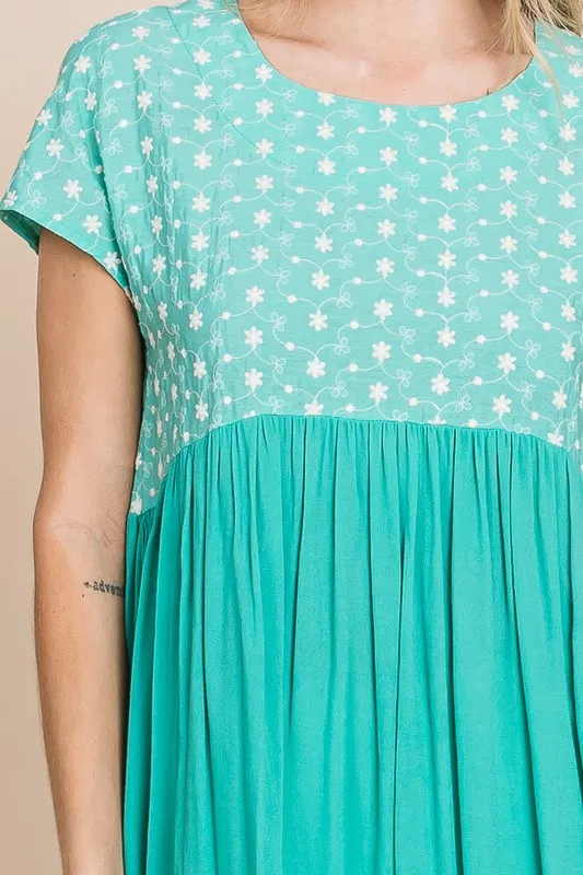 Lime 'N' Chili Full Size Embroidered Short Sleeve Pleated Babydoll Top Plus Size - Image 11