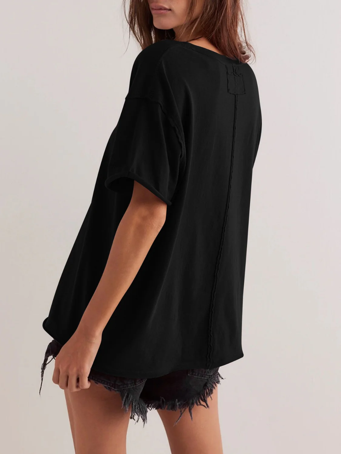Lovelet Exposed Seam Round Neck Half Sleeve T-Shirt - Image 26