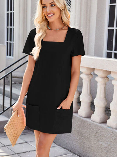 Lovelet Square Neck Short Sleeve Mini Tee Dress - Image 12