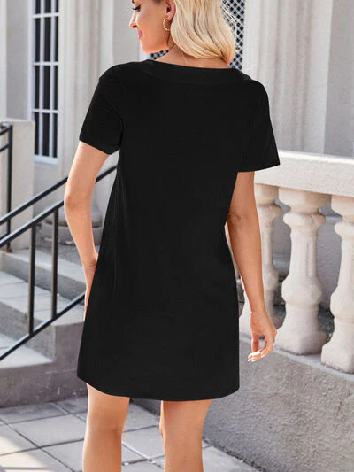 Lovelet Square Neck Short Sleeve Mini Tee Dress - Image 15
