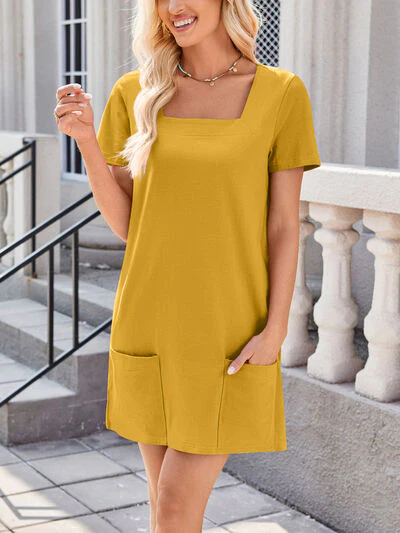 Lovelet Square Neck Short Sleeve Mini Tee Dress - Image 20