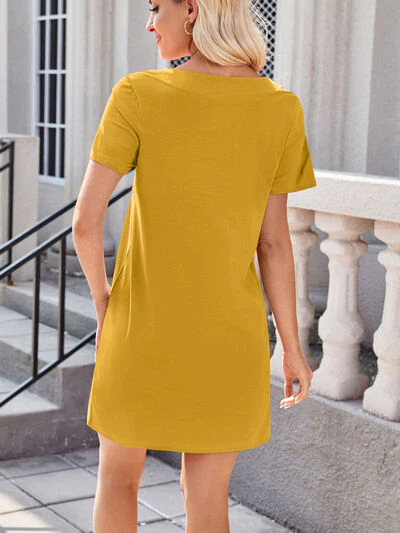 Lovelet Square Neck Short Sleeve Mini Tee Dress - Image 21