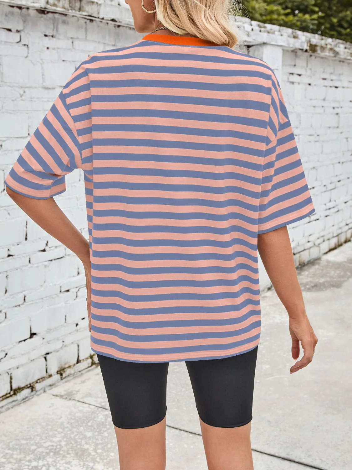Lovelet Striped Round Neck Half Sleeve T-Shirt - Image 17