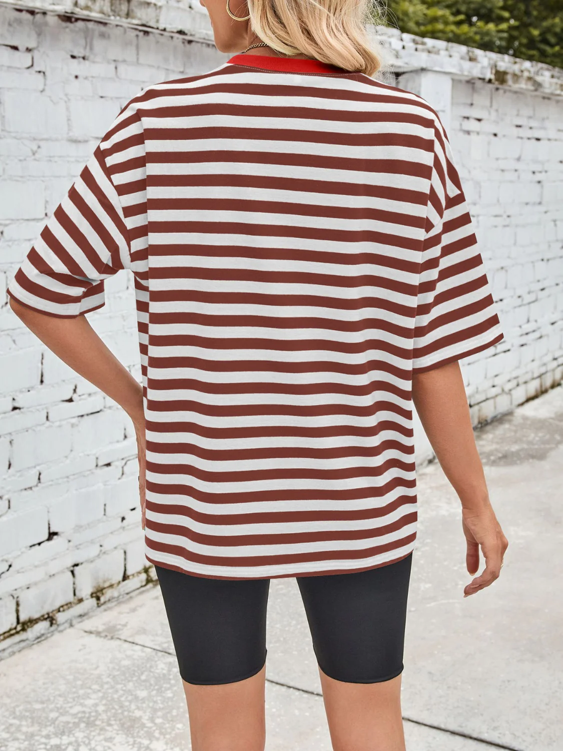Lovelet Striped Round Neck Half Sleeve T-Shirt - Image 3