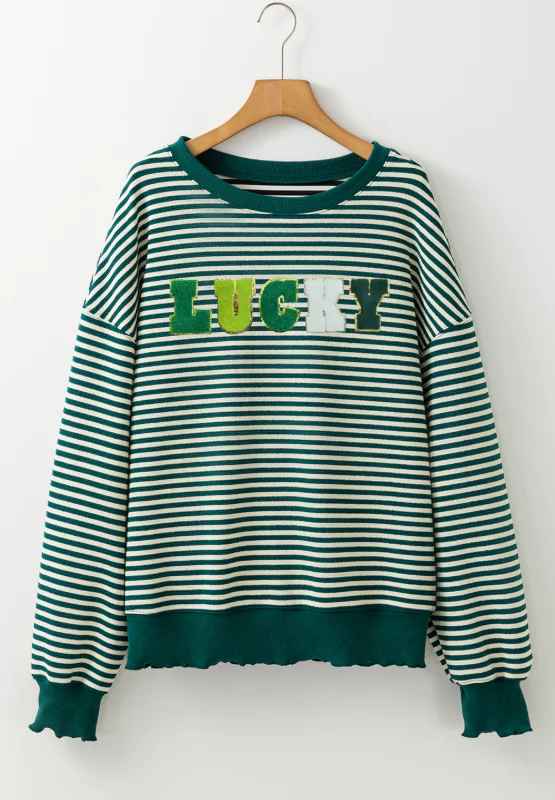 LUCKY Striped Round Neck Long Sleeve Sweatshirt - Image 5